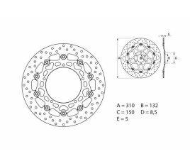 Disque de frein BREMBO Serie Oro rond flottant - 1035613