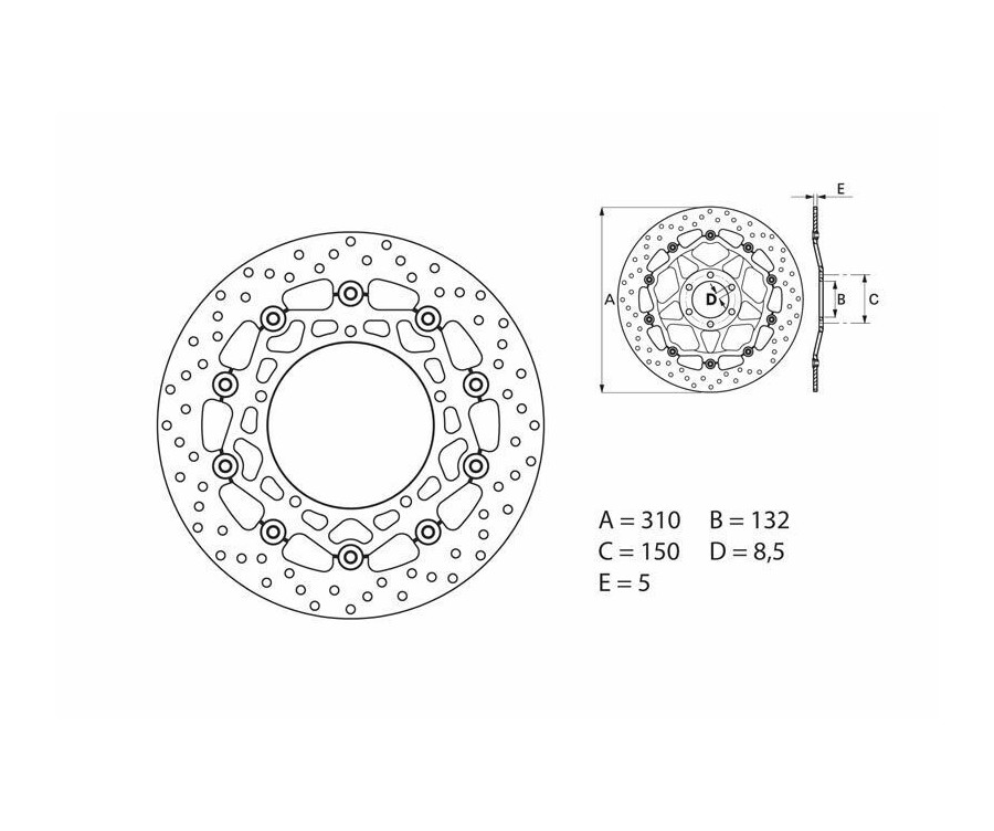 Disque de frein BREMBO Serie Oro rond flottant