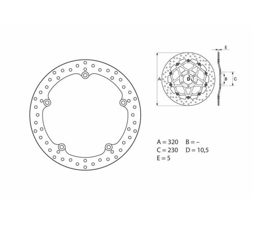 Disque de frein BREMBO Serie Oro rond fixe - 1035536