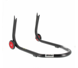 Béquille arrière BIHR Home Track fixe supports en "V" noir mat roues rouge - 3032102