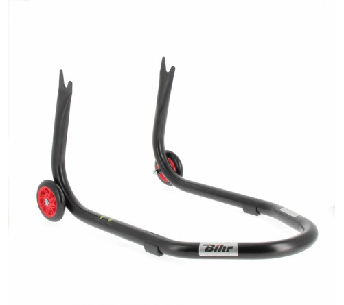 Béquille arrière BIHR Home Track fixe supports en "V" noir mat roues rouge - 3032102