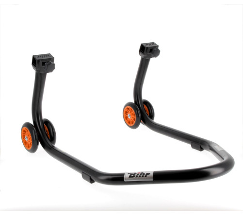 Béquille arrière BIHR Home Track supports en "L" noir mat roues orange - 3032134