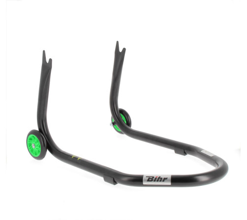 Béquille arrière BIHR Home Track fixe supports en "V" noir mat roues vert - 3032141