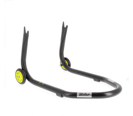 Béquille arrière BIHR Home Track fixe supports en "V" noir mat roues jaune - 3032094