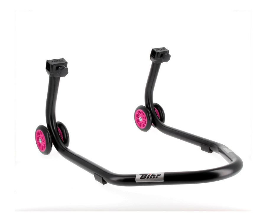 Béquille arrière BIHR Home Track supports en "L" noir mat roues rose