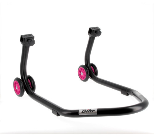 Béquille arrière BIHR Home Track supports en "L" noir mat roues rose - 3032156