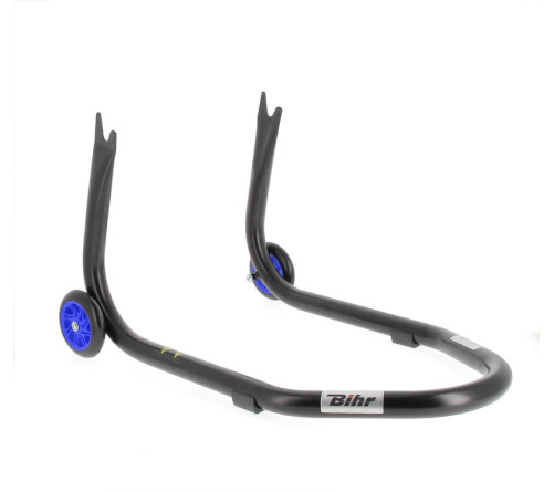 Béquille arrière BIHR Home Track fixe supports en "V" noir mat roues bleu - 3032111