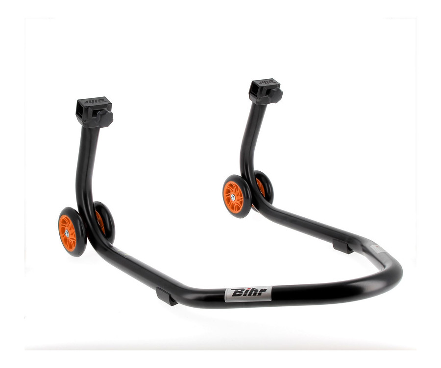 Béquille arrière BIHR Home Track supports en "V" noir mat roues orange