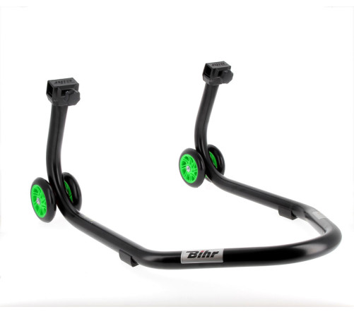 Béquille arrière BIHR Home Track supports en "L" noir mat roues vert - 3032101