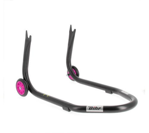 Béquille arrière BIHR Home Track fixe supports en "V" noir mat roues rose