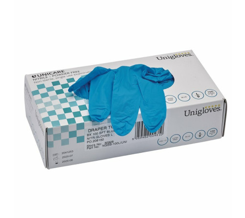 Gants nitrile d’atelier DRAPER bleu (100 pièces) - 1093359