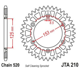 Couronne JT SPROCKETS aluminium ultra-light anti-boue 210 - 520 - 1096566005