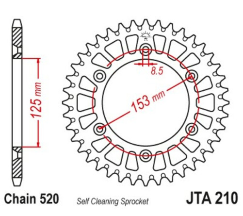 Couronne JT SPROCKETS aluminium ultra-light anti-boue 210 - 520 - 1096566005