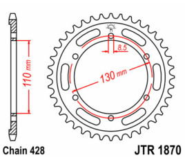 Couronne JT SPROCKETS acier standard 1870 - 428 - 1074965001