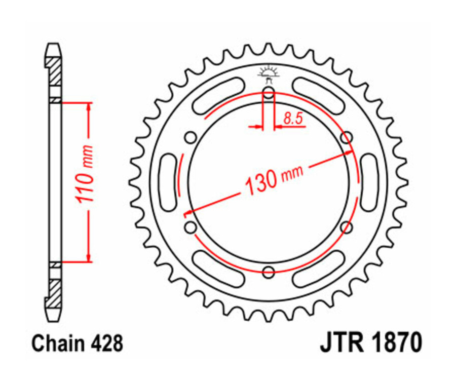 Couronne JT SPROCKETS acier standard 1870 - 428