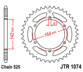 Couronne JT SPROCKETS acier standard 1074 - 525 - 1074867001