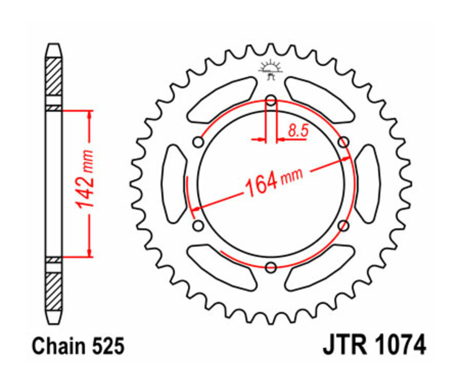 Couronne JT SPROCKETS acier standard 1074 - 525