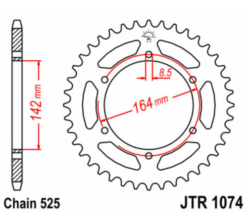 Couronne JT SPROCKETS acier standard 1074 - 525