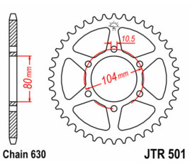 Couronne JT SPROCKETS acier standard 501 - 630 - 1075073008