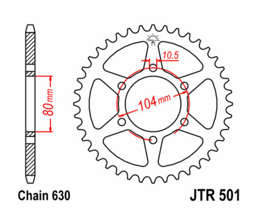 Couronne JT SPROCKETS acier standard 501 - 630