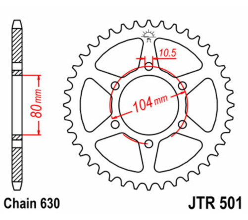 Couronne JT SPROCKETS acier standard 501 - 630 - 1075073008