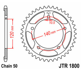 Couronne JT SPROCKETS acier standard 1800 - 530 - 1075506005