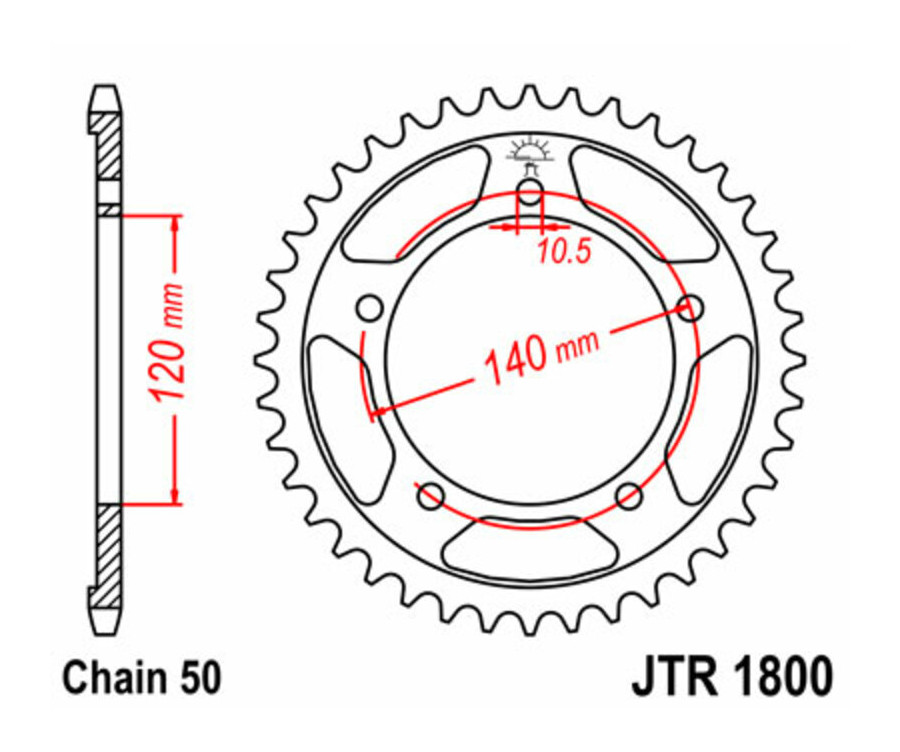 Couronne JT SPROCKETS acier standard 1800 - 530