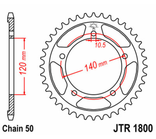 Couronne JT SPROCKETS acier standard 1800 - 530 - 1075506005