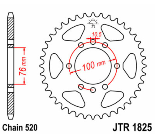 Couronne JT SPROCKETS acier standard 1825 - 520 - 1074953007