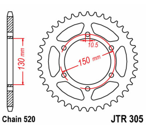 Couronne JT SPROCKETS acier standard 305 - 520 - 1075036001