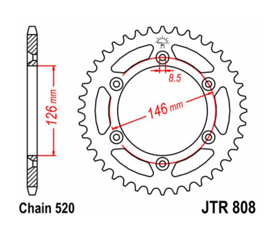 Couronne JT SPROCKETS acier standard 808 - 520