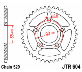 Couronne JT SPROCKETS acier standard 604 - 520 - 1075083002