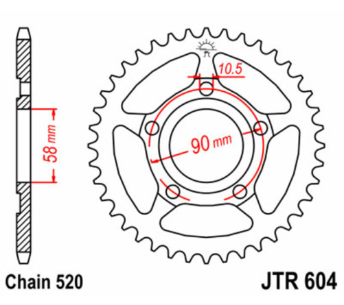 Couronne JT SPROCKETS acier standard 604 - 520 - 1075083002