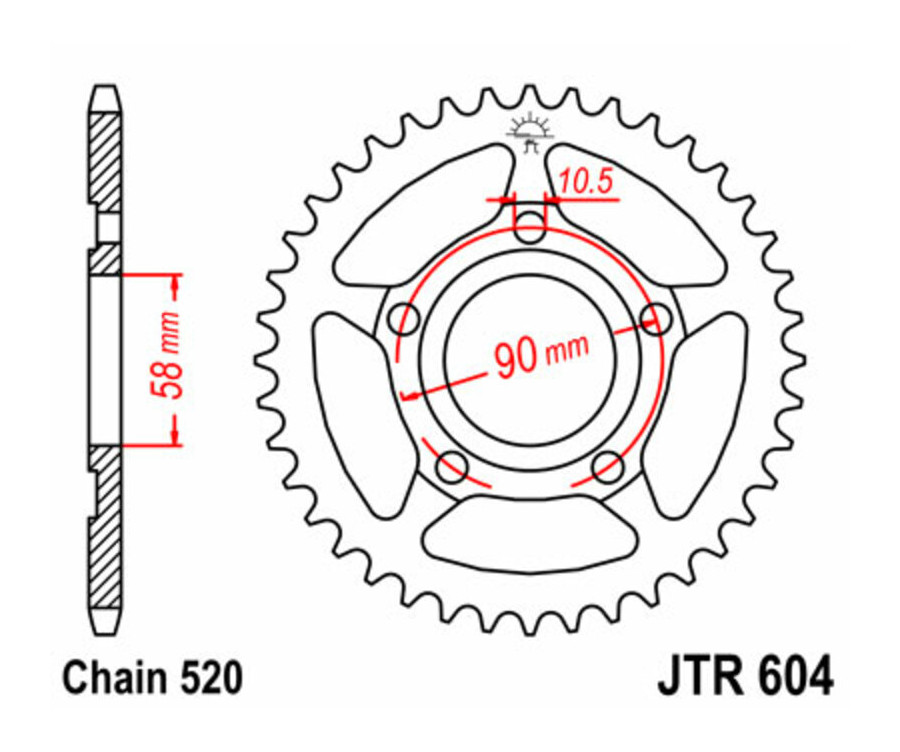 Couronne JT SPROCKETS acier standard 604 - 520