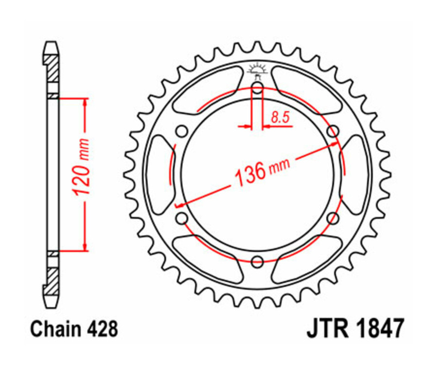 Couronne JT SPROCKETS acier standard 1847 - 428