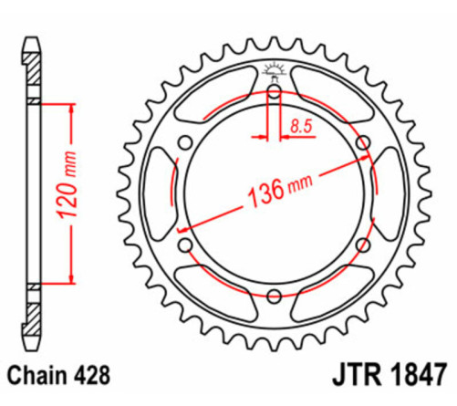 Couronne JT SPROCKETS acier standard 1847 - 428 - 1074962005