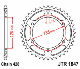 Couronne JT SPROCKETS acier standard 1847 - 428 - 1074962001