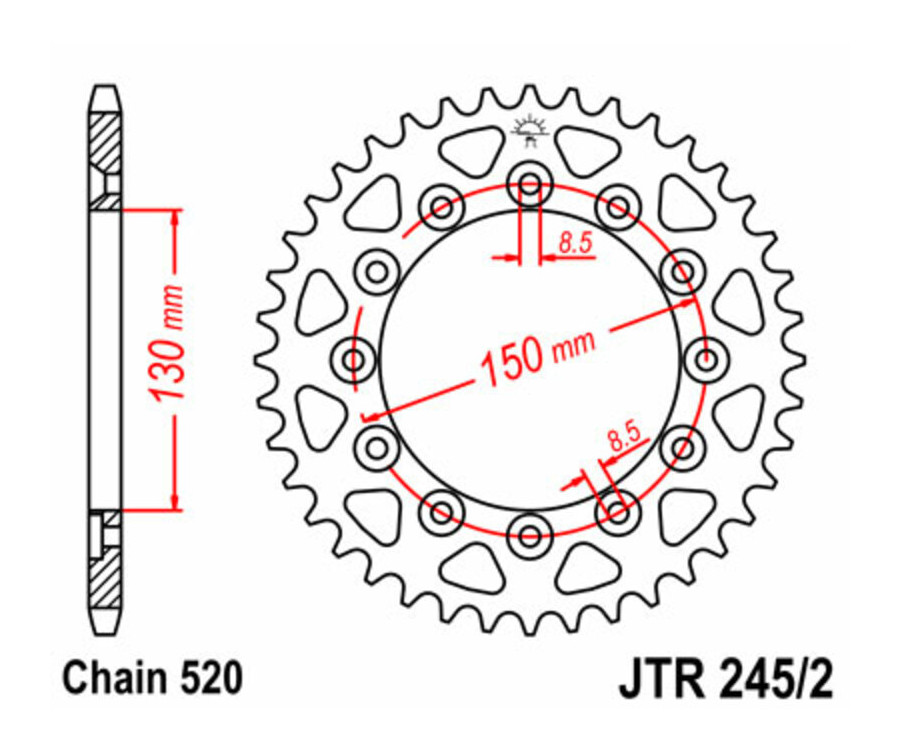 Couronne JT SPROCKETS acier standard 245/2 - 520