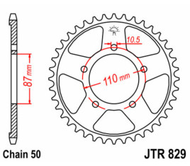 Couronne JT SPROCKETS acier standard 829 - 530 - 1075520004