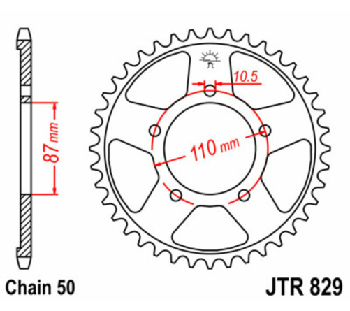 Couronne JT SPROCKETS acier standard 829 - 530 - 1075520004