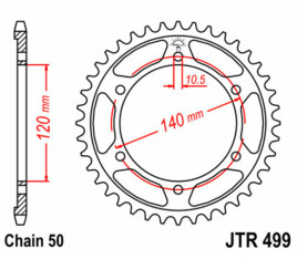 Couronne JT SPROCKETS acier standard 499 - 530 - 1075515003