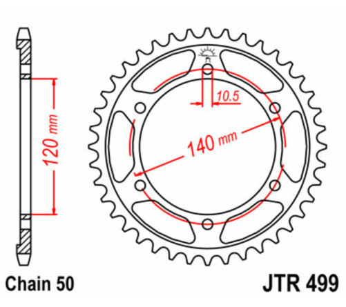 Couronne JT SPROCKETS acier standard 499 - 530 - 1075515003