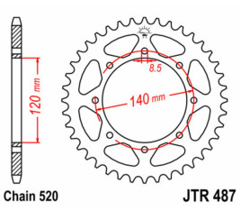 Couronne JT SPROCKETS acier standard 487 - 520 - 1075514004