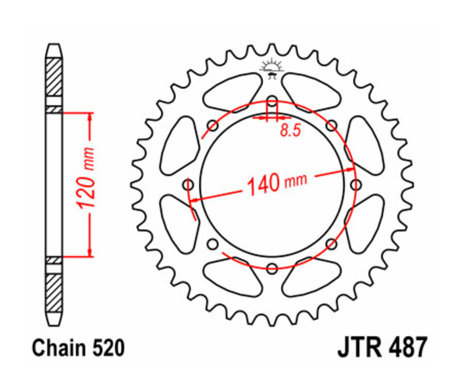 Couronne JT SPROCKETS acier standard 487 - 520