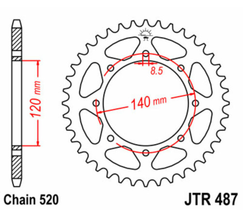 Couronne JT SPROCKETS acier standard 487 - 520 - 1075514004