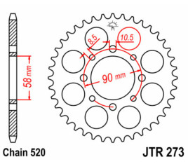 Couronne JT SPROCKETS acier standard 273 - 520 - 1075022004