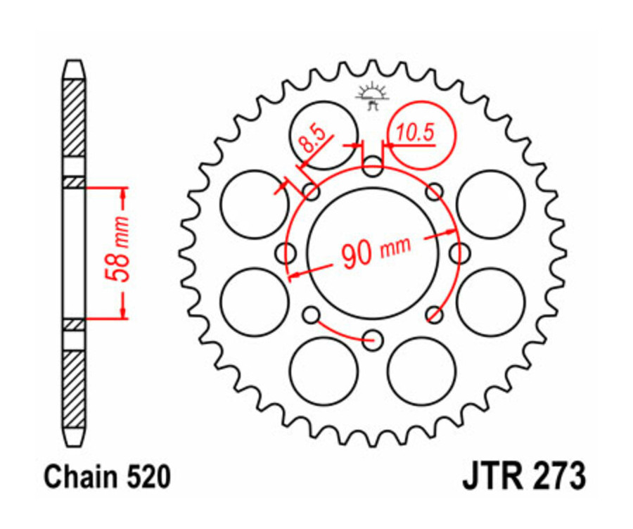 Couronne JT SPROCKETS acier standard 273 - 520