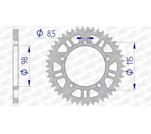 Couronne AFAM aluminium Ultra-Light anti-boue 72101 - 420 - 1074724001