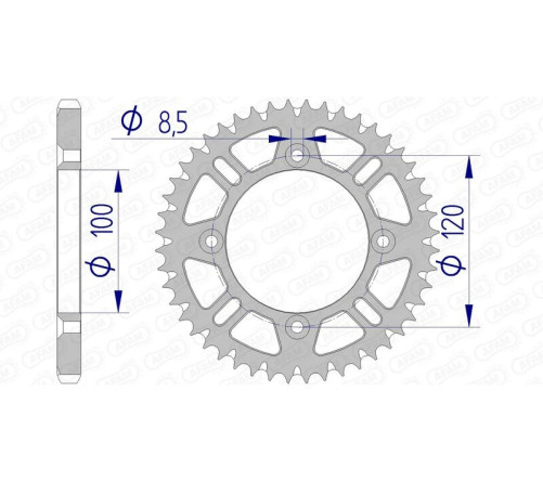 Couronne AFAM aluminium Ultra-Light anti-boue 15104 - 428 - 1074532003