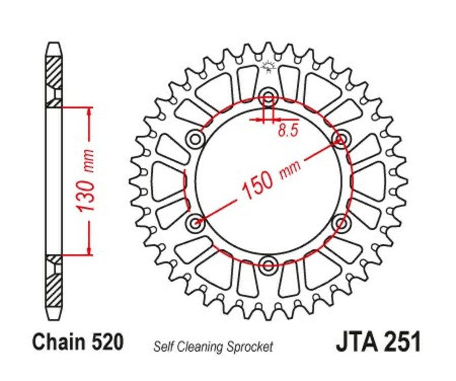 Couronne JT SPROCKETS aluminium ultra-light 251 - 520